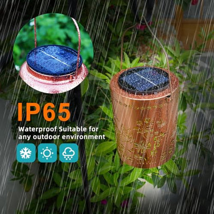 Solar Lantern Outdoor, Butterfly Decorative Hanging Lantern | 13.4", Upgraded Solar Panel & 2000mAh Battery, Outdoor Waterproof Garden Decor for Patio Yard, Gifts for Women Mom Grandma - style: Butterfly