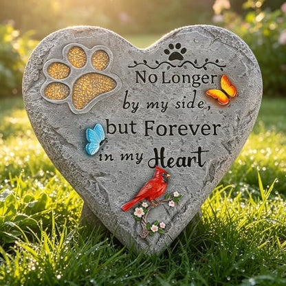 Dog Memorial Stone Pet Loss Sympathy Gift 10 inch | Pet Grave Markers with Paw Print Cardinal & Butterfly Dog Bereavement Gifts Heart-Shaped Doggy Passing Away Gifts