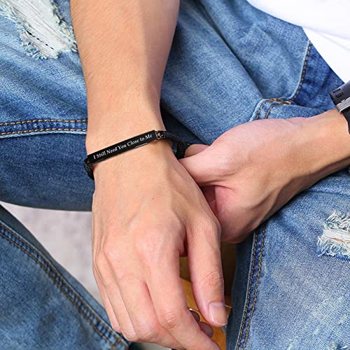 RIPFEVURN 3 Pack Cremation Jewelry Urn Bracelet for Ashes for Women Men Adjustable Memorial Keepsake Bangle Rope Braided Bracelet - color: Black