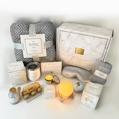 AHAGIFTREE Gift Basket Gifts for Women,11PC Birthday,Sympathy,Surgery Recovery Gifts Women,Get Well Soon After Surgery ,Condolences Basket for Loss,Sympathy - color: Grey