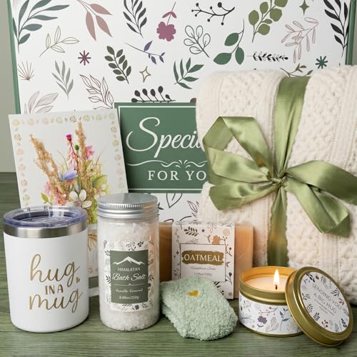 Get Well Soon Gift Baskets for Women,Self Care Gift Package Box, Birthday,Spa & Sympathy Care Package Gifts Set for Mom, Wife, Girlfriend, Sister & Friends - color: Ivory