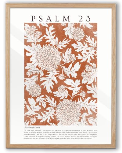 EcoHest 18x24 in Psalm 23 Orange Floral Botanical Framed Christian Wall Art - color: Framed Bible, size: 24"L x 18"W