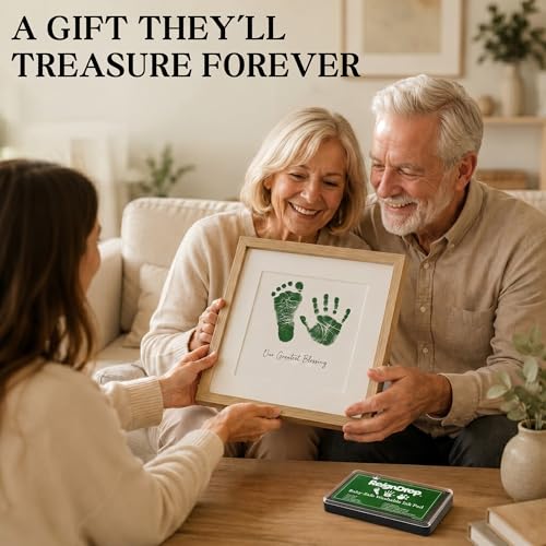 ReignDrop Baby Ink Pad for Hand and Footprints, Non-Toxic Acid-Free Keepsake Kit, Smudge-Proof Archival Ink Wipes Off Skin, for Scrapbook, Photo Album, Frames & Pet Paws, Baby Gift (Green) - color: Green