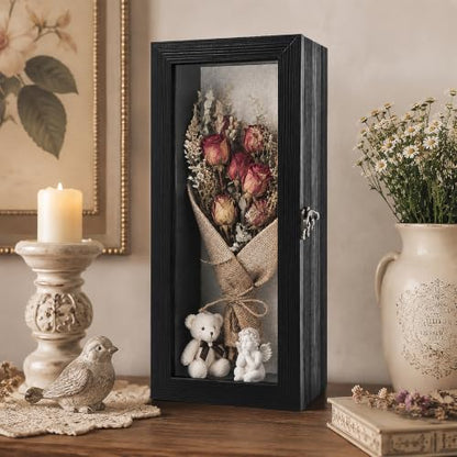 Muzilife 12.5x5 Rustic Shadow Box Pine Wood Picture Frame, 3.94 Deep, Black - color: Black, size: 12.5"x5"