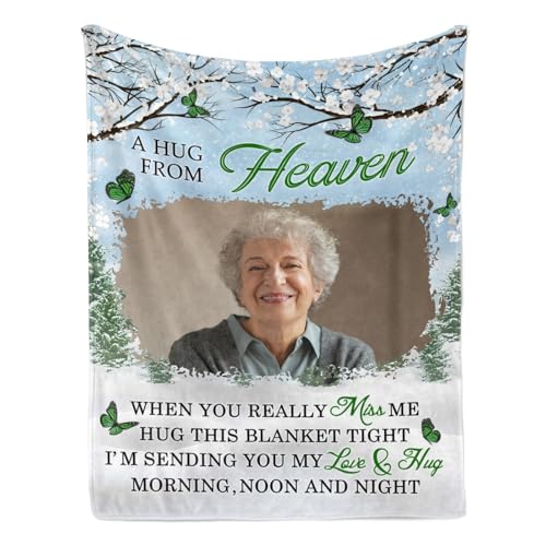 Personalized Memorial Photo Blanket for Loss of Loved one：Made in USA, in Loving Memory Photo Blanket Custom Sympathy Throw Blanket Gift for Loss of Dad Mom Husband Wife - color: Memorial Blanket 02-2
