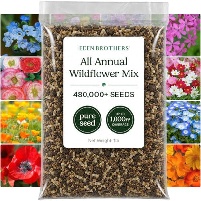 Eden Brothers All Annual Wildflower Mixed Seeds for Planting, 1 lb - size: 1 Pound, style: All Annual