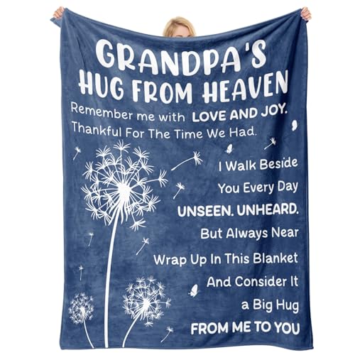 Memorial Gifts for Loss of Grandpa- Hug from Heaven Blanket 60'' x 50'', Sympathy Gifts for Loss of Grandpa, Grief Gifts for Women, Gift to Express Bereavement, Condolences, Comfort, Remembrance - color: Blue, size: Grandpa