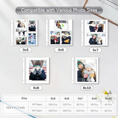 Popotop Large Photo Album Self Adhesive 4x6 5x7 8x10 Scrapbook Album DIY Picture Book,Gifts for Mom,Family Baby and Wedding,with Metal Pen and Plastic Board - color: Black, size: 11.5"x10.6"60pages