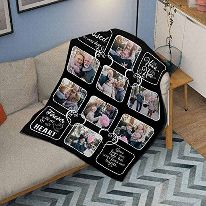 Custom Memorial Blanket Gifts Gone from Our Sight But Never from Our Hearts Personalized Photo Collage Blankets with Picture Name in Loving Memory Blankets Loss Sympathy Blanket for Loss of Dad - color: No.13