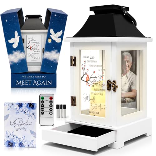 Memorial Lantern with Photo Frame & Keepsake Drawer | Sympathy Gifts for Loss of Loved One, Dad, Husband | Bereavement Memorial Gifts | LED Candle with Timer | Remembrance Gift for Loss by STILLWIND - color: Those We Love / Black