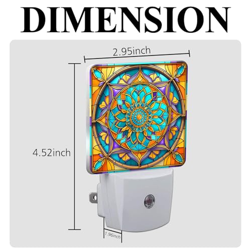 Mandala Stained Glass Night Lights Plug into Wall for Room, Mandala Night Light LED for Bedroom - color: Mandala