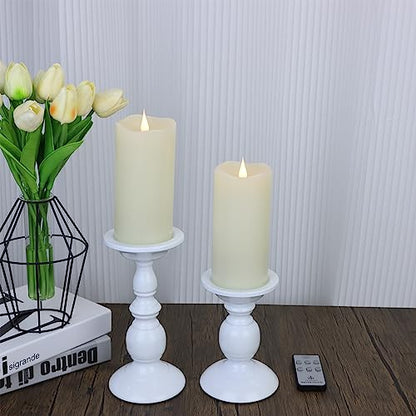 TECHLONG Flameless Candles with Remote Timer, 3D Moving Flickering Flame Battery Operated Candles Lasting 1000+ Hours, 6" x 3" Ivory Real Wax Electric LED Pillar Candles, Set of 2 - color: Style A, size: 3" x 6"-2 Pack