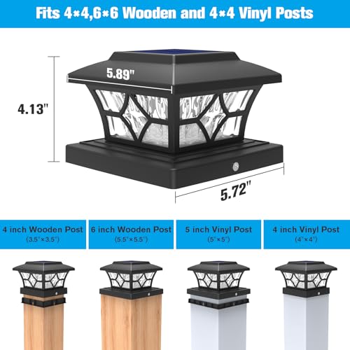 VOLISUN Solar Fence Post Cap Lights, Cool/Warm Modes Outdoor 4Pack, Black - color: Black, size: 4 Pack