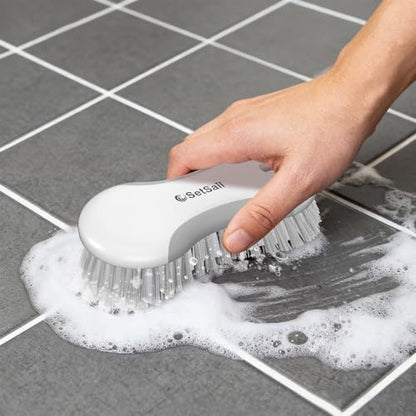 SetSail Multi-Purpose Scrub Brush of 2 Pack, Gray | Stiff Bristles Cleaning Brush with Non-Slip Grip Heavy Duty Scrub Brushes for Cleaning Bathroom Kitchen Tile Bathtub Sink - color: Gray