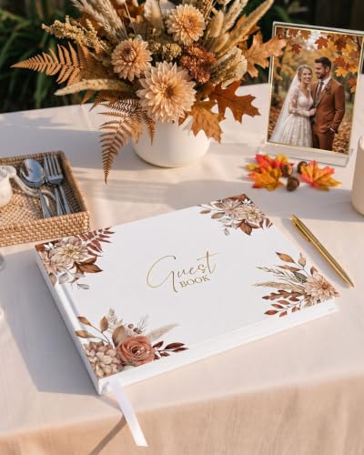 Wedding Guest Book for Wedding Reception- Elegant Polaroid Guestbook for Baby Shower,Birthday and Special Events,Guest Sign-in Book(Autumn) | 100 Pages, Elegant Guest Sign-in Book for Bridal Party, Autumn Design - color: Autumn