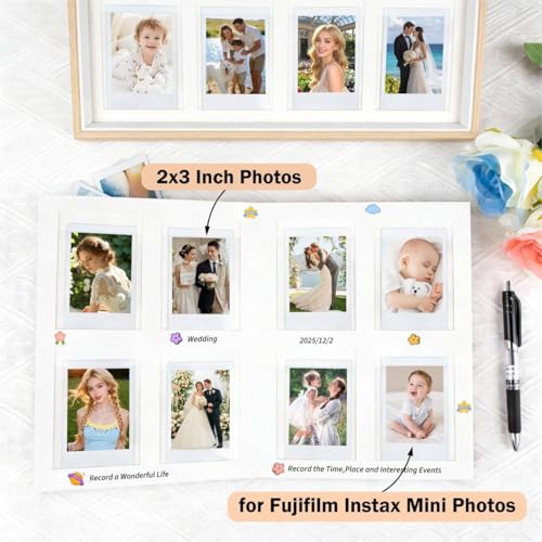 Ruibytree 128 Pockets Instant Mini Photo Album for 2x3 Pictures, Blue | Writing Space, Premium Vegan Leather, Flat-Fit Clear Pocket, Wedding Guest Book for Polaroid 2x3 Photos, Graduation Keepsakes - color: 128 Pocket Blue