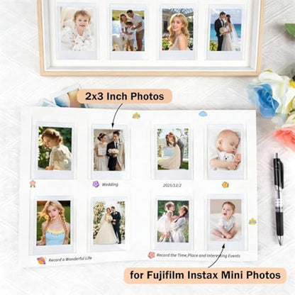 Ruibytree 128 Pockets Instant Mini Photo Album for 2x3 Pictures, Blue | Writing Space, Premium Vegan Leather, Flat-Fit Clear Pocket, Wedding Guest Book for Polaroid 2x3 Photos, Graduation Keepsakes - color: 128 Pocket Blue