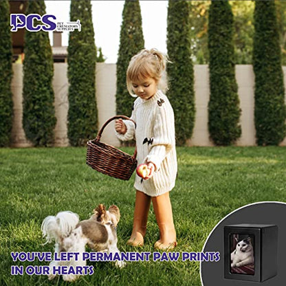 PCS Cat Urn for Ashes - Photo Urn, Black-Medium Pet Cremation Box - color: Black, size: M(26-45lbs)