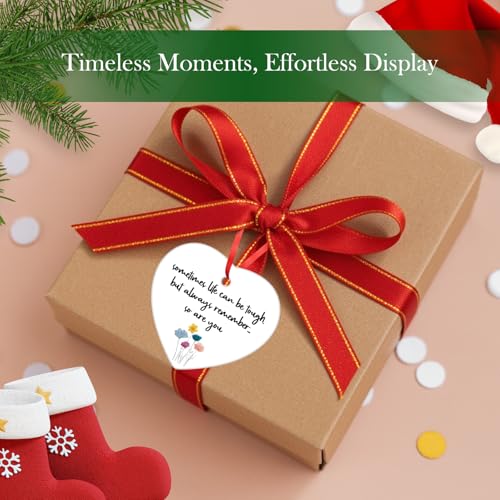 Inspirational Ornaments Gifts for Women Men, Motivational Christmas Ornaments Gifts, Sometimes Life Can Be Tough But So are You Ceramic Keepsake - color: Yellow