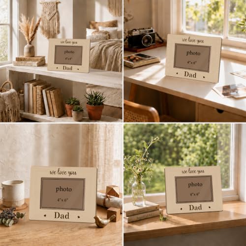 Dad Picture Frame Holds 4 x 6 Photo, We Love You Dad Wooden Photo Frame Gift, Rustic Farmhouse Family Keepsake for Father’s Day Birthday or Thanksgiving - color: Father08
