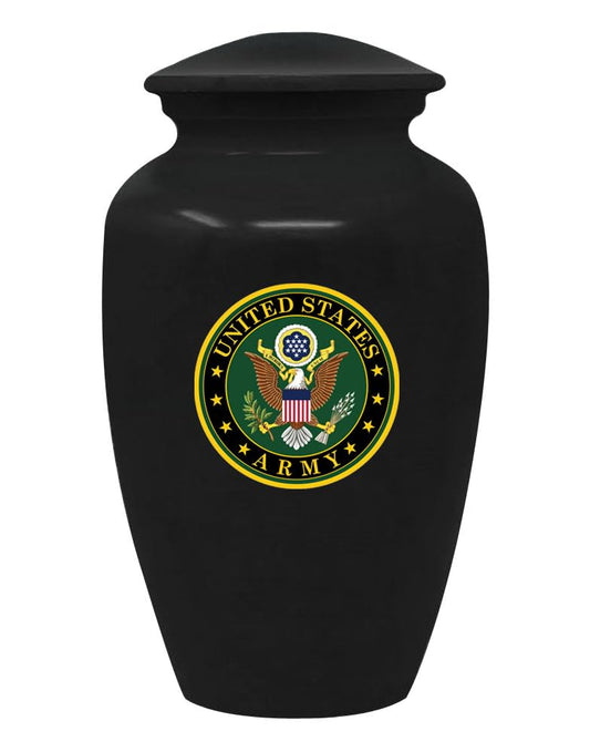 Handcrafted Patriot Cremation Urn for Ashes, Tribute Urn, Metal with Included Velvet Bag (Army)