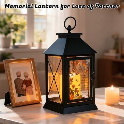 Memorial Candle Lantern with Flickering LED Candle and Remote Control Bereavement Sympathy Gifts in Memory for Loss of Partner Remembrance Gift (Partner) - color: Partner