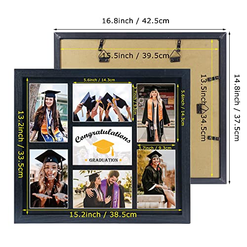 GMFrames Graduation Picture Frame Collage with 7 Openings Multi 4X6 Photo Frame with Wall Hanging for Keepsake Gifts Black - color: Black 4*6(7) Frame with Black Mat