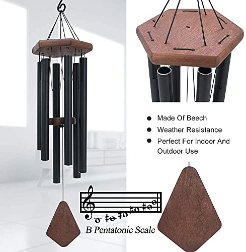 Wind Chimes for Outside, 30" Black Aluminium Wind Chime with Wind Catcher, - color: Black, size: 30"