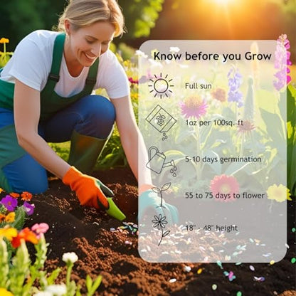 Perennial Wildflower Seeds – GevaGrow 1oz Packet Covers 100 Sq Ft | 20 Species of Non-GMO, Organic Flowers | High Germination, Pure Seed Mix for Outdoor Planting, Gardens, Pollinators & Bees - style: Premium Perennial Mix