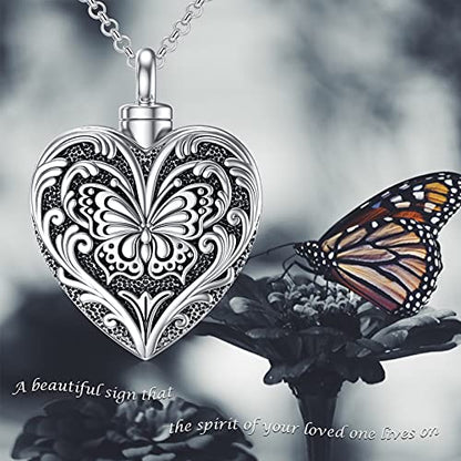 SOULMEET Cremation Jewelry for Ashes, Sterling Silver Urn Necklace for Ashes Women Men, Cherish Memories Cremation Jewelry to Keep Someone Near to You - color: I-Oxidation black Butterfly