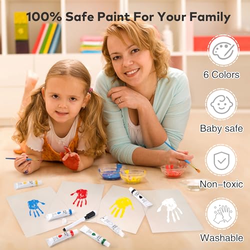 Family Handprint Kit for 4, Hand Print Keepsake Frame DIY Craft Gift - color: Walnut, size: 4 Pages Acrylic Boards