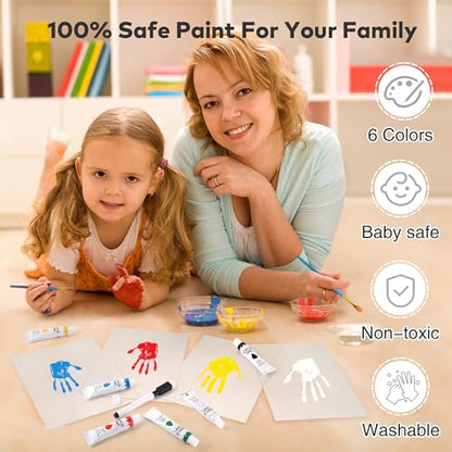 Family Handprint Kit for 4, Hand Print Keepsake Frame DIY Craft Gift - color: Walnut, size: 4 Pages Acrylic Boards