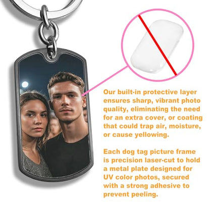 Photo Keychain Custom Picture Keychain Customized Gifts Laser-Engraved/Color Gifts For Boyfriend Hubsand Wife - color: Color Photo (Uv): 1 Side Photo (Blk)