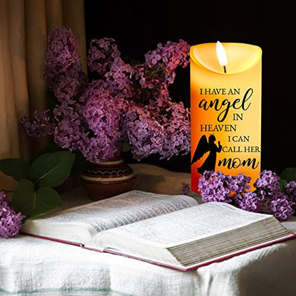 Gerrii Memorial Candle LED Flameless 3x6 Inch Loss of Mother,Angel | Loss of Mother Remembrance, Angel Heaven Message, Battery Operated Safe, Sympathy Gift for Home Memorial Display