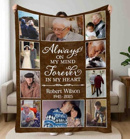 Personalized Memorial Picture Blanket Custom Hug from Heaven Sympathy Gift | HD Printing Flannel Throw Blanket for Grief and Remembrance Loss of Mother Father - color: Design 12