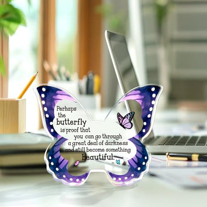 Inspirational Gifts for Women, Motivational Gifts for Coworkers, Cheer Up Gift for Colleagues Friends Christmas, Encouragement Present Beautiful Butterfly Gift Decorative Signs Plaque - style: Butterfly