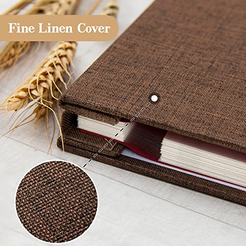 potricher Self Adhesive Photo Album 40 Pages, Linen cover, Brown | Photo Album Self Adhesive 4x6 5x7 8x10 Pictures, Linen Cover DIY Scrapbook Albums for Family, Wedding, Baby, Anniversary - color: Brown, size: 11x10.6 Inches 40 Pages