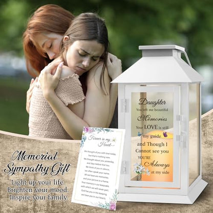 Memorial Lantern for Loss of Daughter - Sympathy Gift with LED Candle - color: Daughter