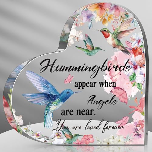 Yulejo Red Cardinal Memorial Gift Acrylic Heart Sympathy, Flower Style - style: Flower Style