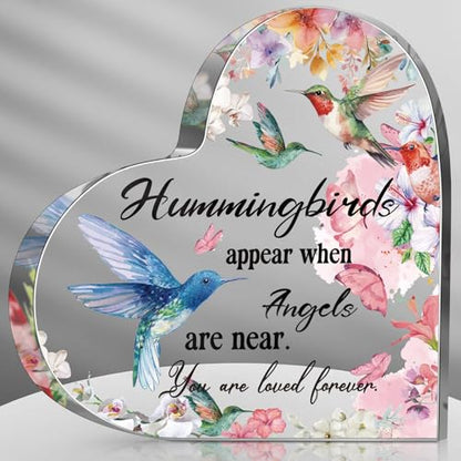 Yulejo Red Cardinal Memorial Gift Acrylic Heart Sympathy, Flower Style - style: Flower Style