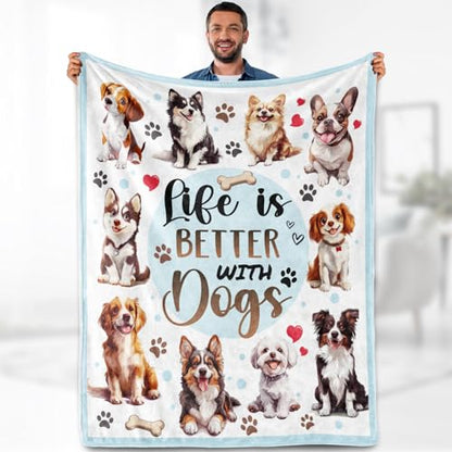 Dog Blanket Gifts for Women Kids Girls Boys Cute Puppies Pet Lovers Themed Throws Soft Cozy Bed Couch Plush Birthday Christmas Lightweight Blanket 60"x80" - color: Dog, size: 60"x80"