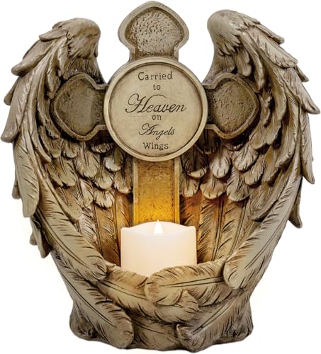 Solar Angel Wings Memorial Statue with LED Candle & Cross, Weather-Resistant Resin Grave Decorations for Cemetery, Sympathy Bereavement Gifts for Loss of Loved One - color: Angel Wings