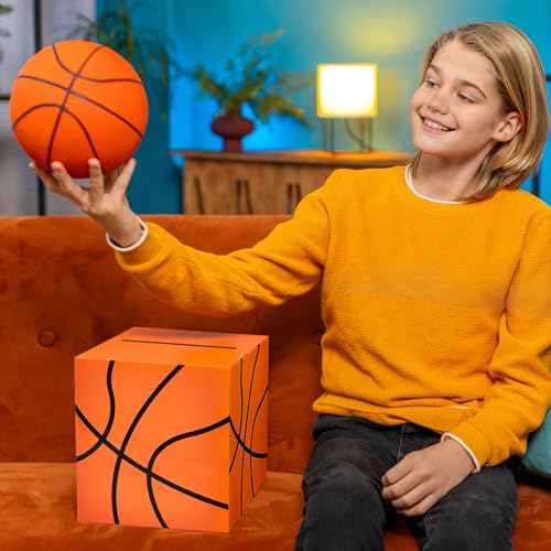 Basketball Card Box Sports Party Favors Post Box Cardboard Receiving Money Holder for Basketball Theme Wedding Reception, Baby Showers, Anniversary, Birthday Party, Table Centerpiece Decorations - style: Basketball