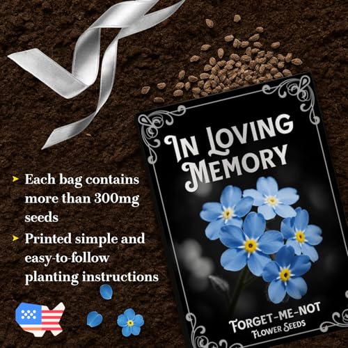 60Pack Forget Me Not Seeds Bulk, Memorial Seed Packets for Funeral Favors - size: 60Pack