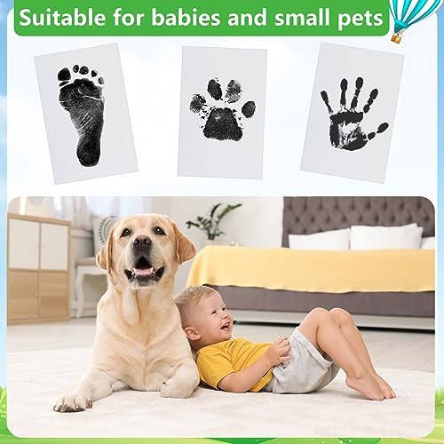 Jazb 6-Pack Newborn Baby Inkless Hand and Footprint Kit, Ink Pad Paw Print kit for Dogs, Dog Nose Print Kit, Dog Paw Print Kit - Baby Footprint Kit with Clean-Touch, 12 Imprint Cards (Jet Black)