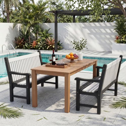 2-Person Outdoor Bench with 700 Lbs Weight Capacity, Dark Grey | Poly Lumber Weatherproof Garden Bench Seating for Porch, Balcony and Park, All-Weather Patio Bench Furniture - color: Dark Grey