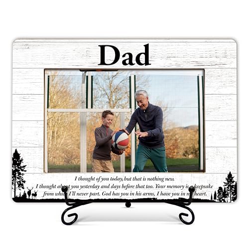 Gihyan Dad Memorial Picture Frame, In Memory of Dad Photo Frame, Sympathy Gifts For Loss of Dad, Bereavement Gifts for Loss of Father, Home Office Wooden Frame With Stand-57