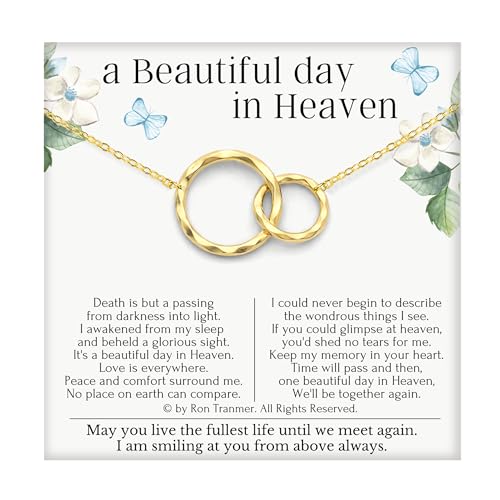 HOPE LOVE SHINE Sympathy Gift for Loss of a Loved One, “Beautiful Day in Heaven” Poem, Memorial Necklace 16+2” Gift ready - color: 14K Gold Vermeil