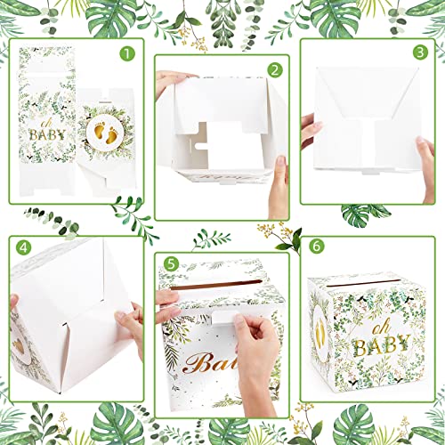 Hxezoc Floral Baby Shower Card Box Favors Post Box Cardboard Receiving Money Box Holder for Reception, Baby Showers, Anniversary, Baby Birthday Party Table Centerpiece Decorations - style: Floral