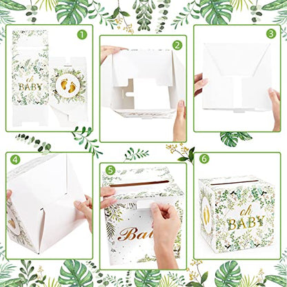 Hxezoc Floral Baby Shower Card Box Favors Post Box Cardboard Receiving Money Box Holder for Reception, Baby Showers, Anniversary, Baby Birthday Party Table Centerpiece Decorations - style: Floral